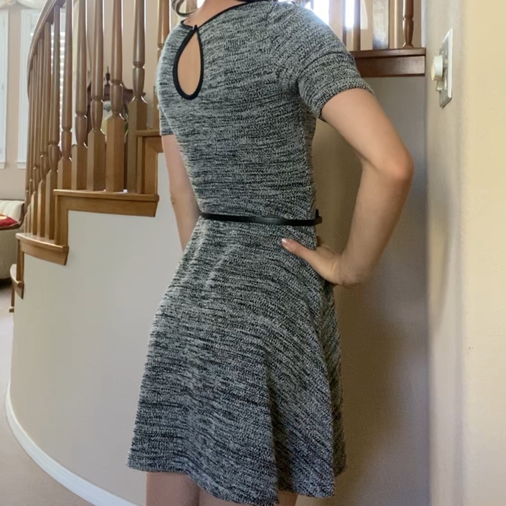 H&M Extra Small Gray and Black Dress with Belt